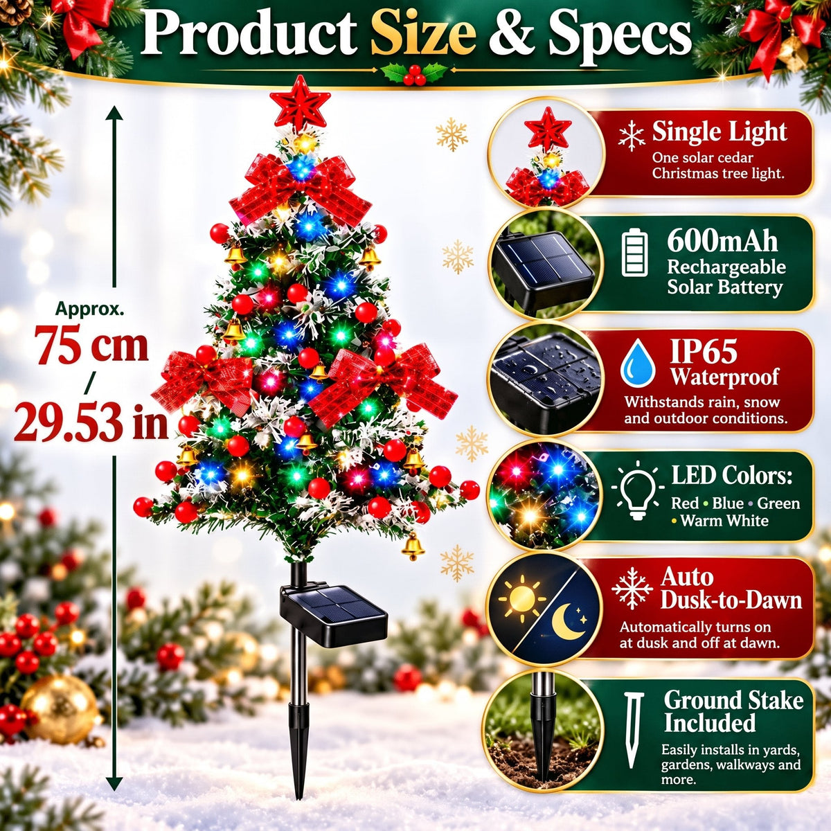 ✨ Last Day – 49% OFF🎄 Solar Cedar Christmas Tree Lights