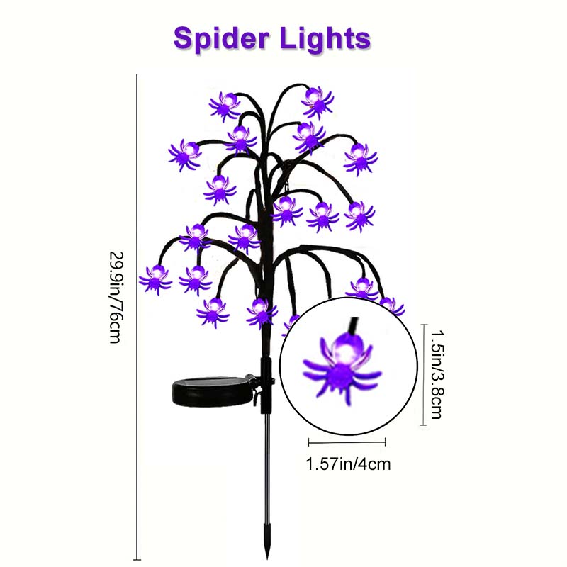 🎃Halloween Solar Pumpkin Spider Stake Lights, Auto On Off Waterproof Outdoor Pathway Lights for Yard Lawn Garden Decor