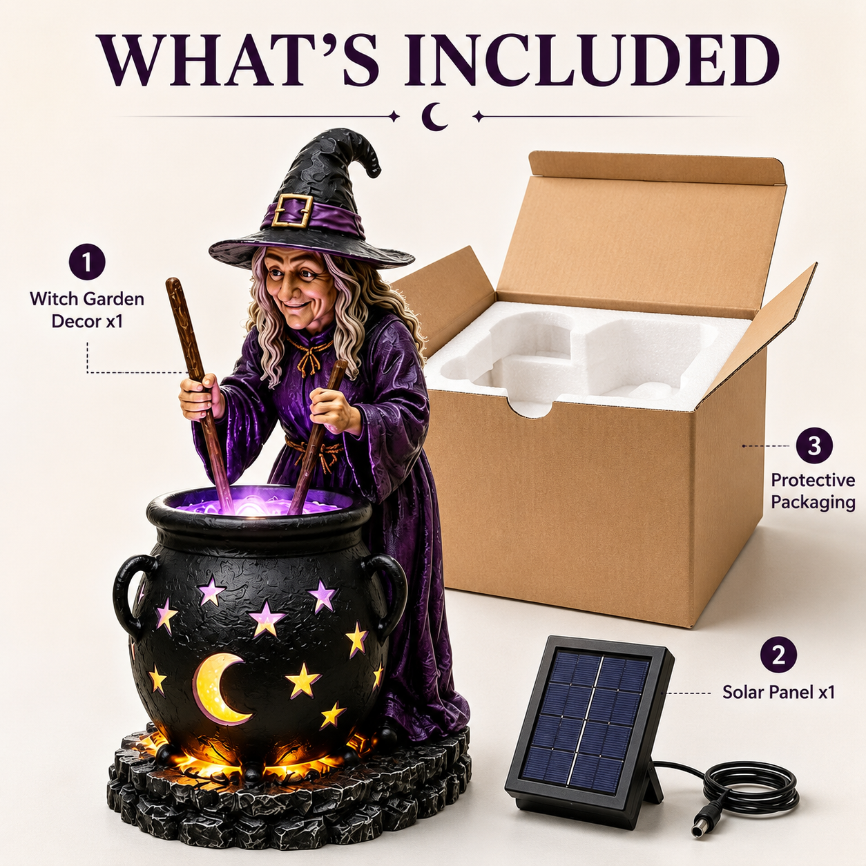 🪄🔮 Halloween Witch Cauldron Solar Light – Spooky Glowing Garden Decor For Magical Outdoor Nights