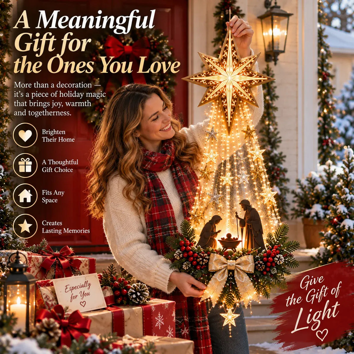 🔥LAST DAY 49% OFF -✝️ Bethlehem Star of Faith™ – Lighted Nativity Wall Decor
