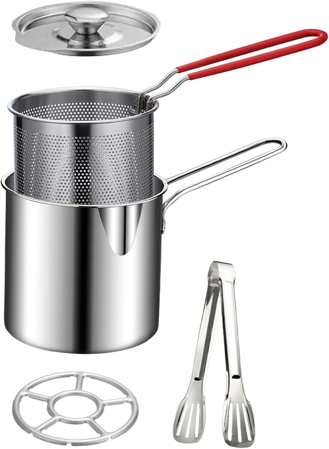π₯Last Day 50% OFF - π Personal Mini Deep Fryer Set β Stainless Steel Pot with Lift-Out Draining Basket & Food Tongs