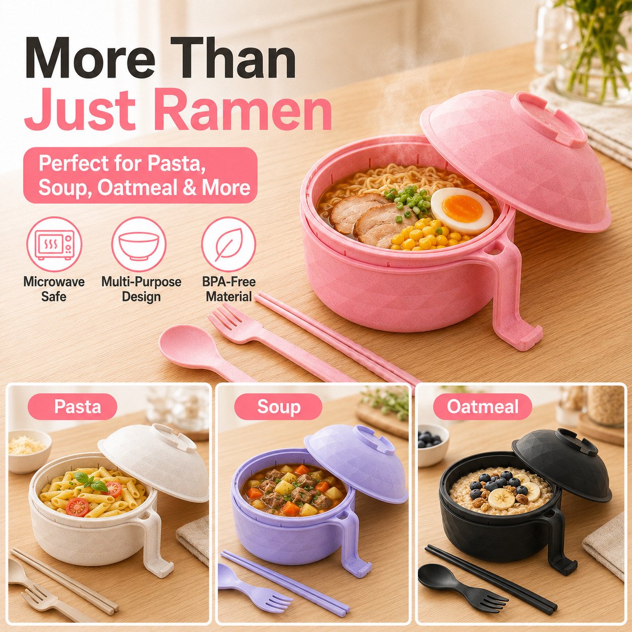 💖 Hot Sale 49%OFF✨Microwave Ramen Bowl Set