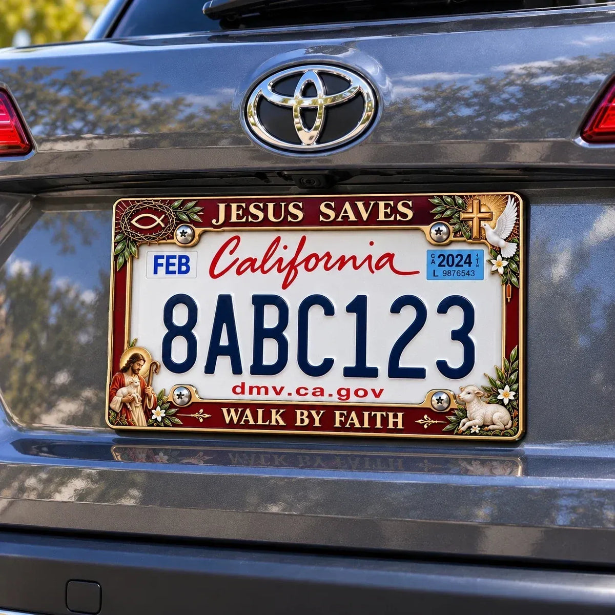 ✝️ "Jesus Saves" and "Walk by Faith" Themed License Plate Frames 🚗