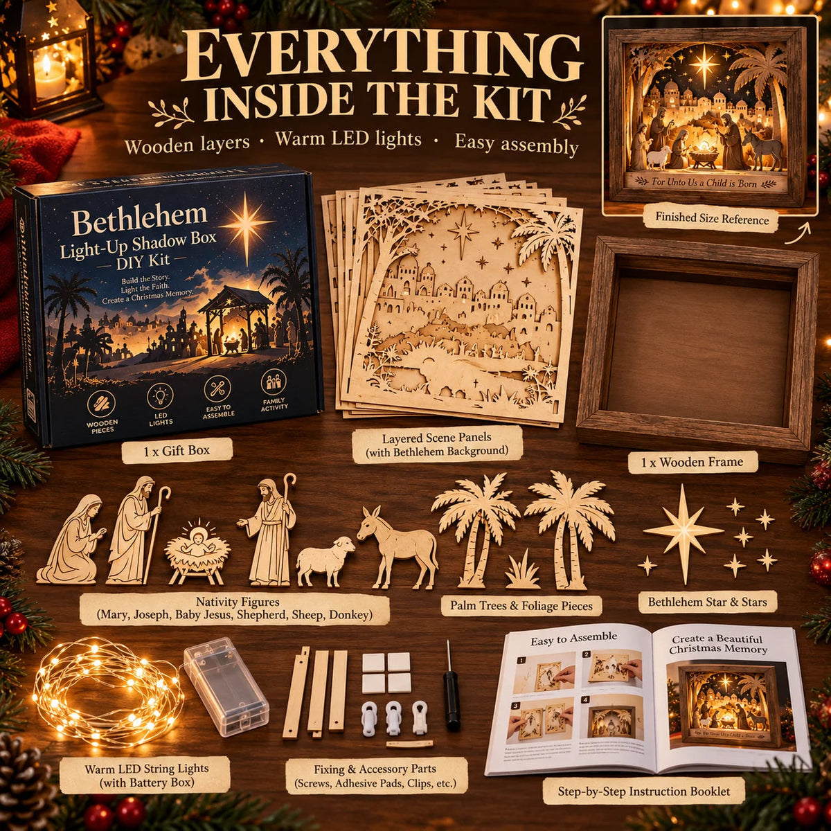 🔥Last Day 50% OFF-⭐ Bethlehem Light-up Nativity Shadow Box Diy Kit