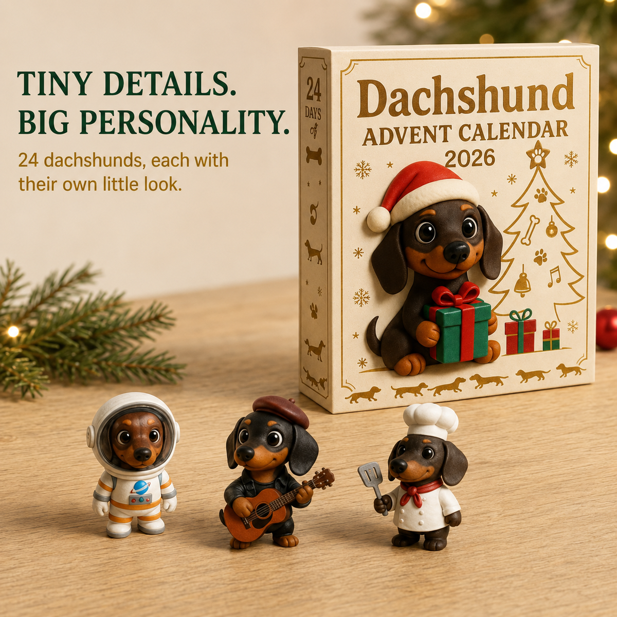 💕Last Hour 50% Off-🐶3D 2026 Dachshund Advent Calendar Blind Box