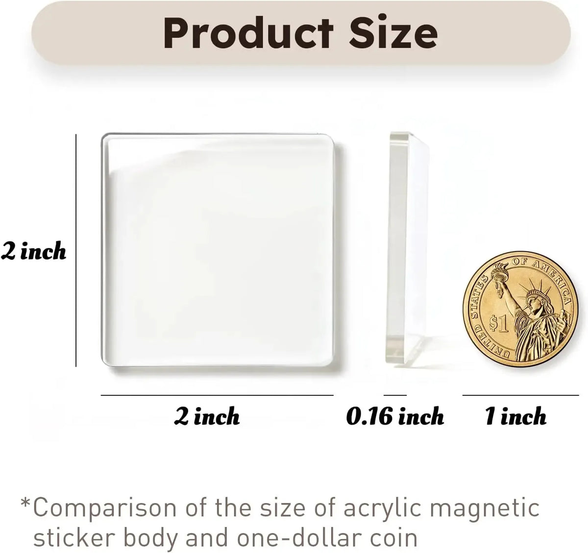 🎞✂10 Pack 2' x 2' Clear Acrylic DIY Fridge Magnet Set with Adhesive Backing – Square Magnetic Photo Frames with Stunning 3D Effect 💕