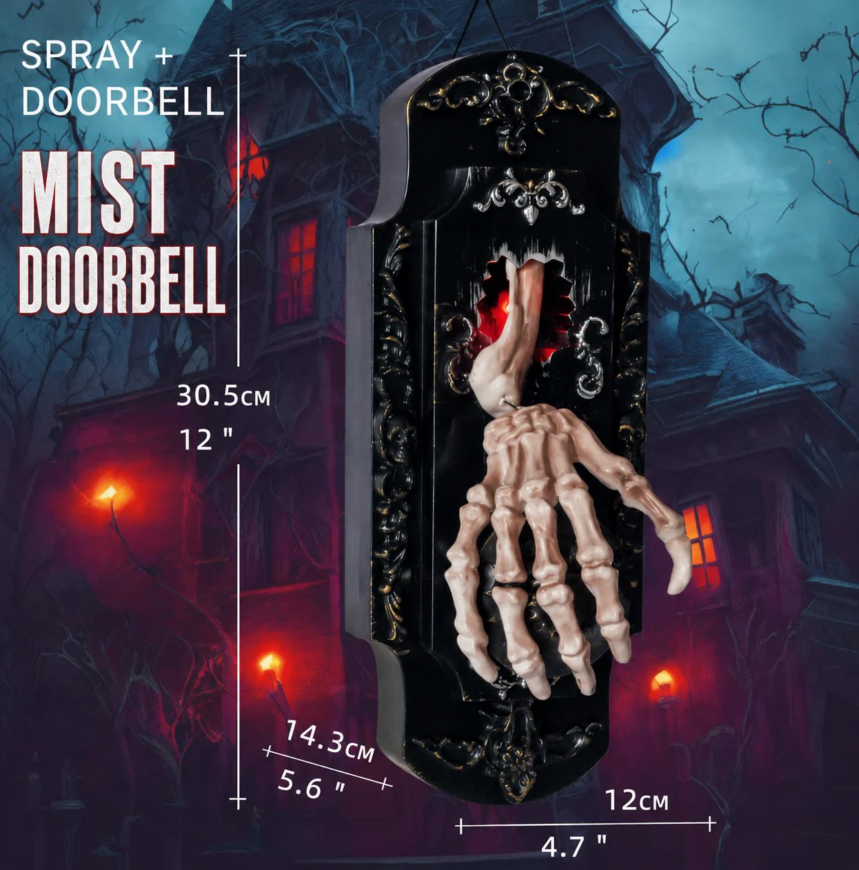 🔥HOT SALE🔥🕸️ Gothic Skeleton Hand Doorbell – Motion Activated Haunted Door Decoration💀🎃