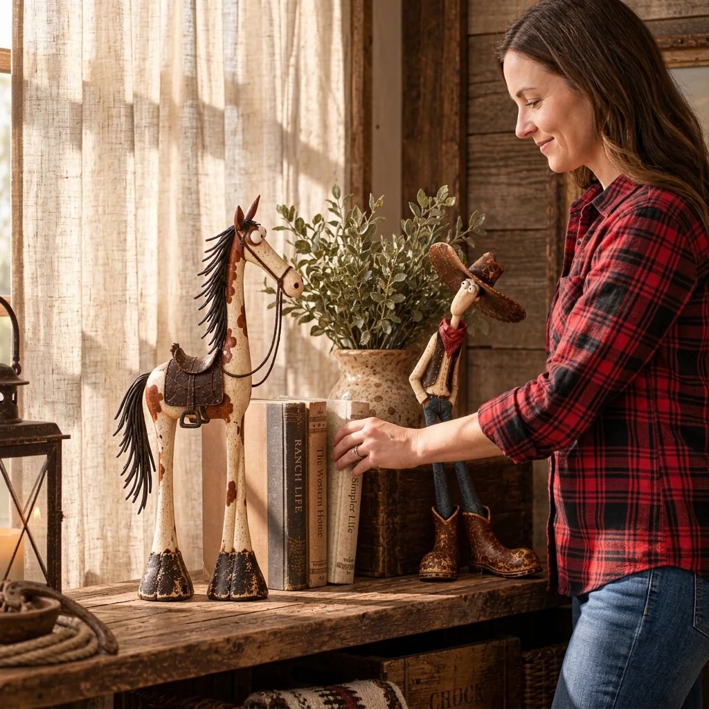 🤠🐴Whimsical Western Cowboy & Horse Figurine Duo - The Perfectly Odd Western Duo