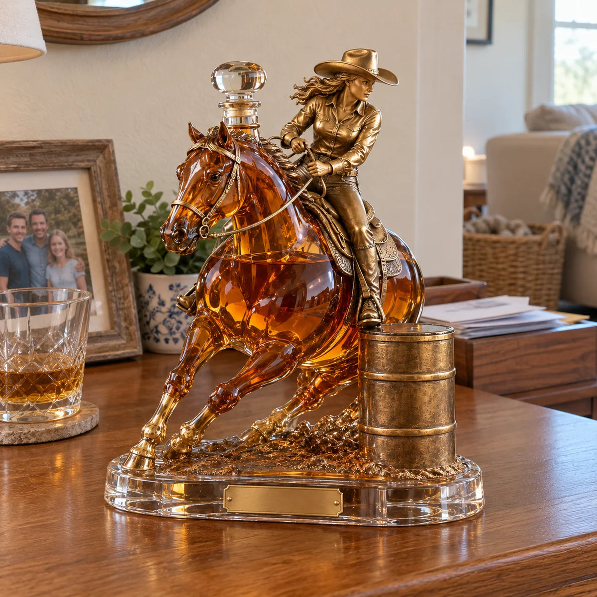 🐎🥃 Ride Hard, Pour Proud | Cowgirl Barrel Racing Whiskey Decanter