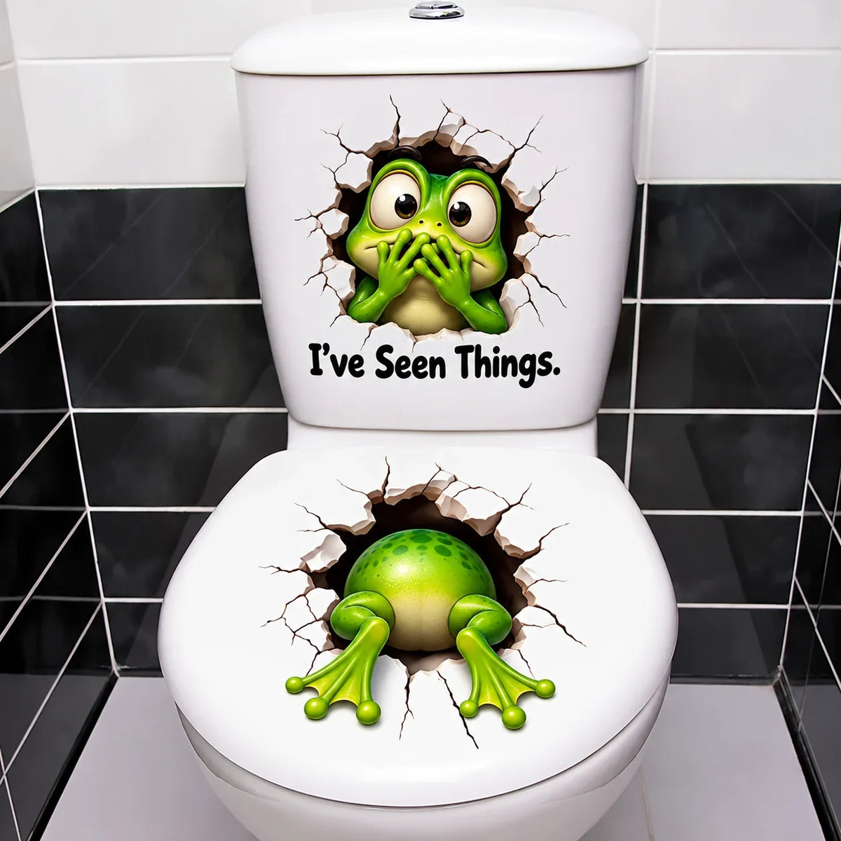😂 "Bathroom Buddy" — Removable, Fun 3D Toilet Decals | Create Quirky Bathroom Decor or the Perfect Prank Gift 🦝