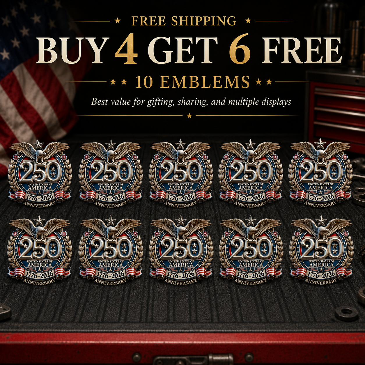 🇺🇸 250th Anniversary Sale - 250th Anniversary USA Eagle Metal Emblem