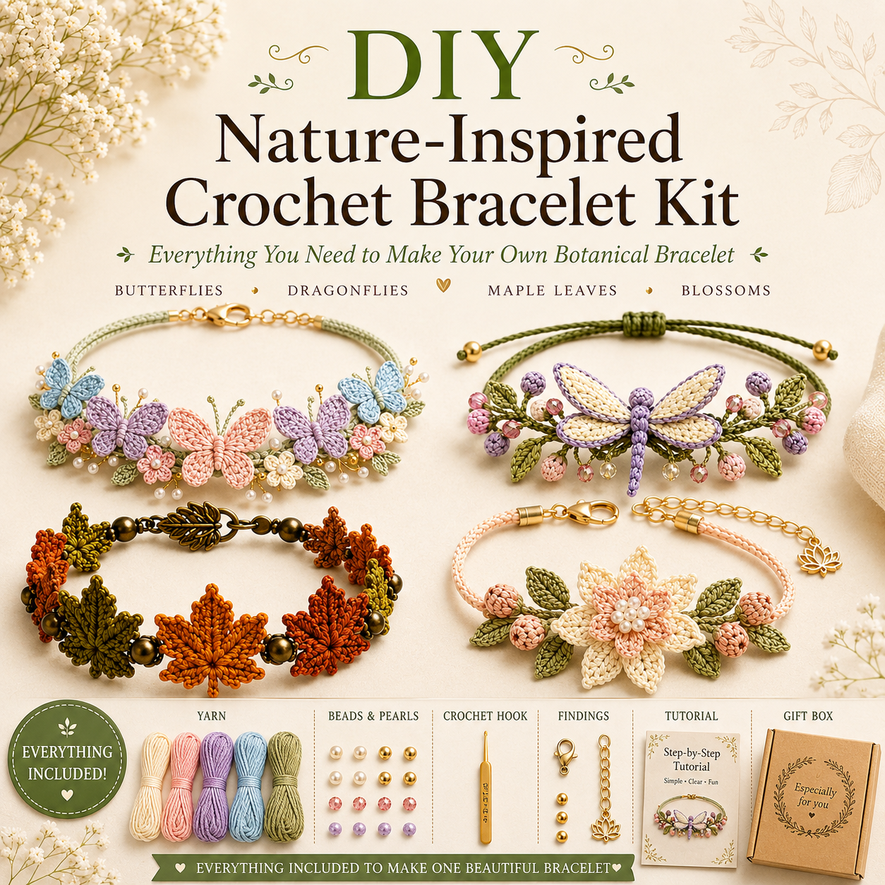 ๐ฟ DIY Nature Charm Crochet Bracelet Making Kit