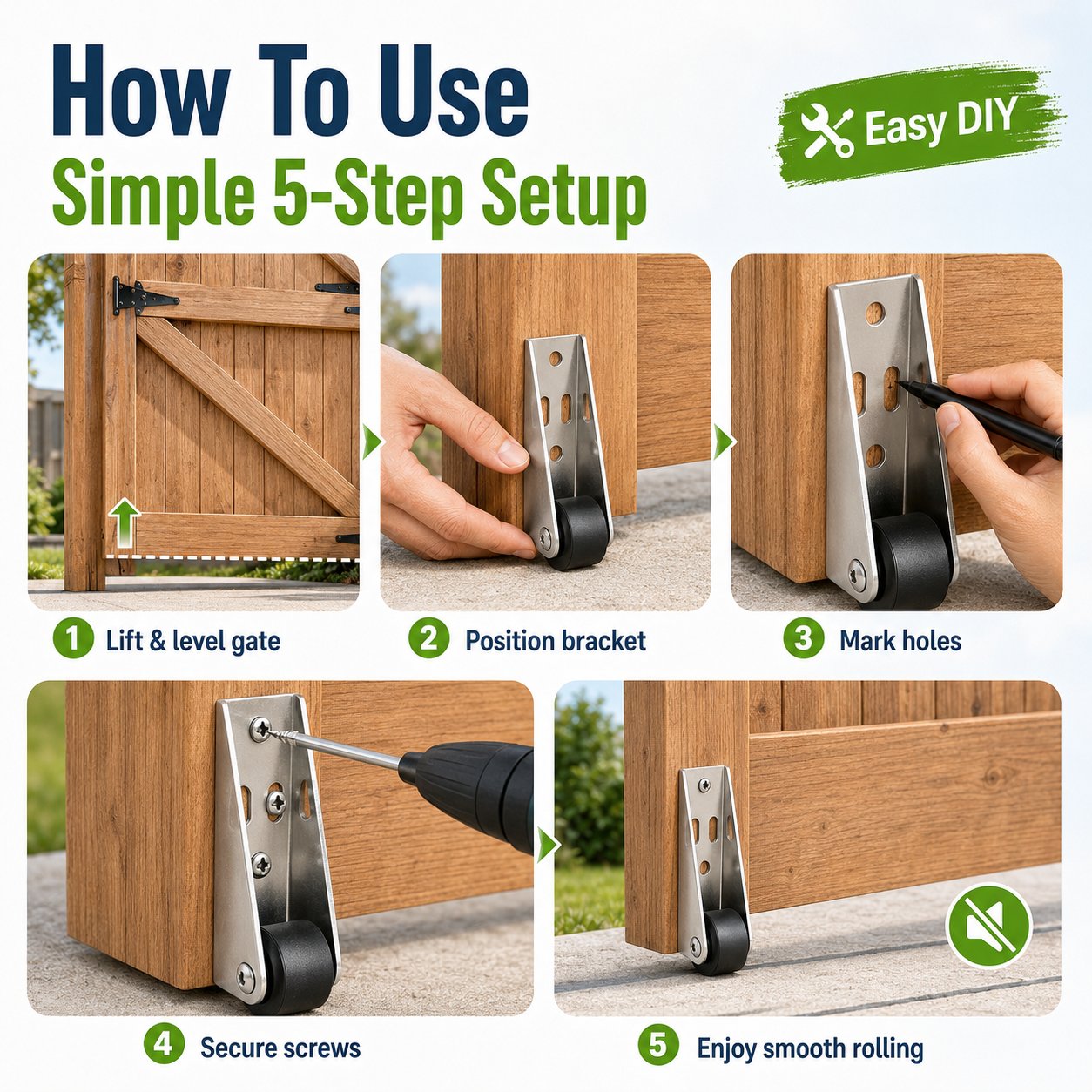 🔧 Heavy-Duty Gate Support Wheel – Anti-Sag Fence Repair Roller for Smooth, Easy Gate Movement ✨