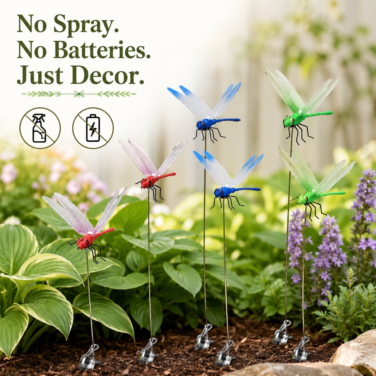 3D Dragonfly Garden Stakes With Clips