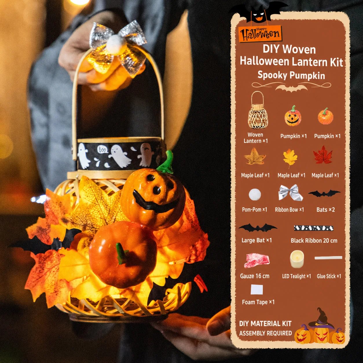 🔥HOT SALE🔥🎃DIY Light-Up Halloween Trick-or-Treat Basket Kit👻 Let Kids Create the Basket They’ll Proudly Carry on Halloween Night! ✨