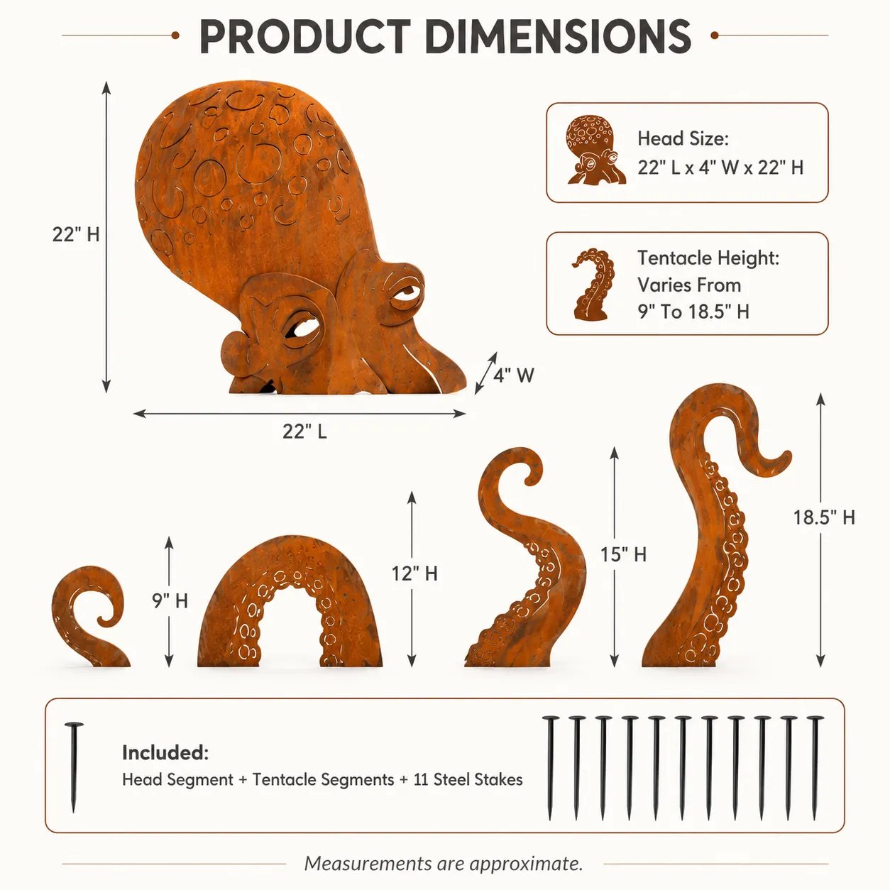 🔥2026 Hot Sale - 🐙Rust Patina Giant Squid Garden Sculpture (Buy more save more)