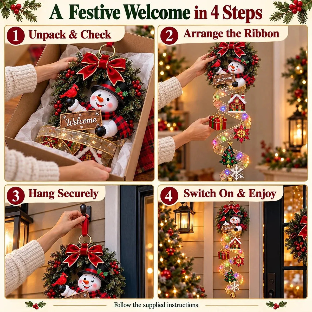 🔥 LAST DAY 49% OFF 🎄✨ Stained-Glass Christmas Hanging Door Decor