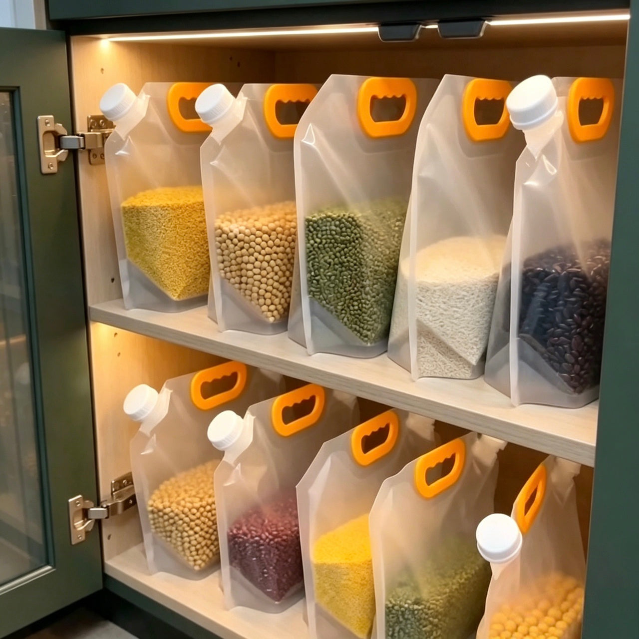 🌾 Reusable 1500ML Rice Storage Pouches Airtight Grain Cereal Bags With Handle