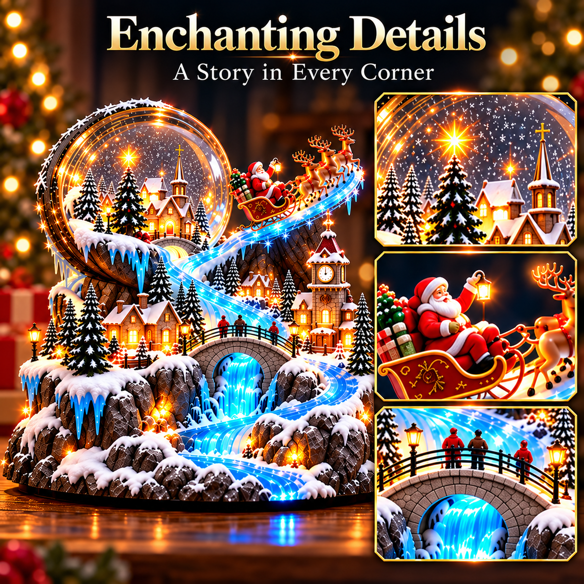 Santa’s Winter Journey | Illuminated Snow Globe Village