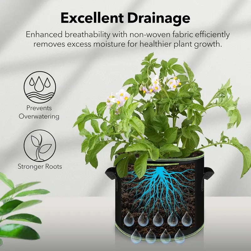 🌱🪴 Heavy-Duty Grow Bags | Aeration Fabric Pots with Handles for Vegetables, Flowers & Fruits