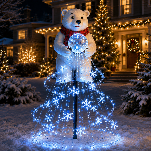 🎄49% OFF🎄Polar Bear Magic Fountain™ – Flowing Snowflake Solar LED Christmas Garden Light❄️