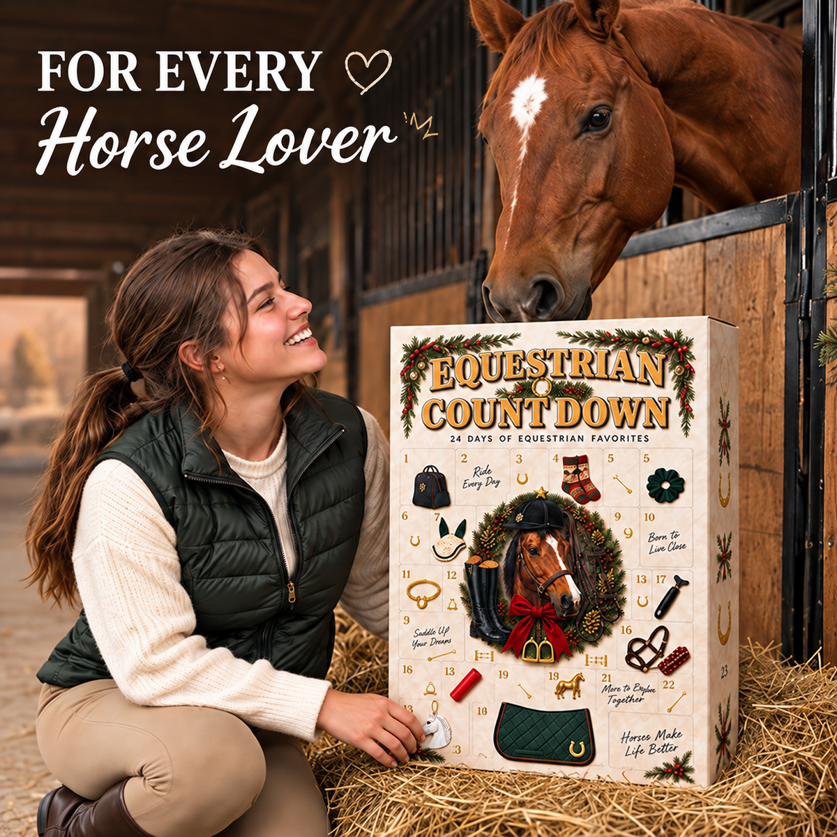 ⏳ Last Day 50% OFF-🐴24 Day Equestrian Countdown Calendar