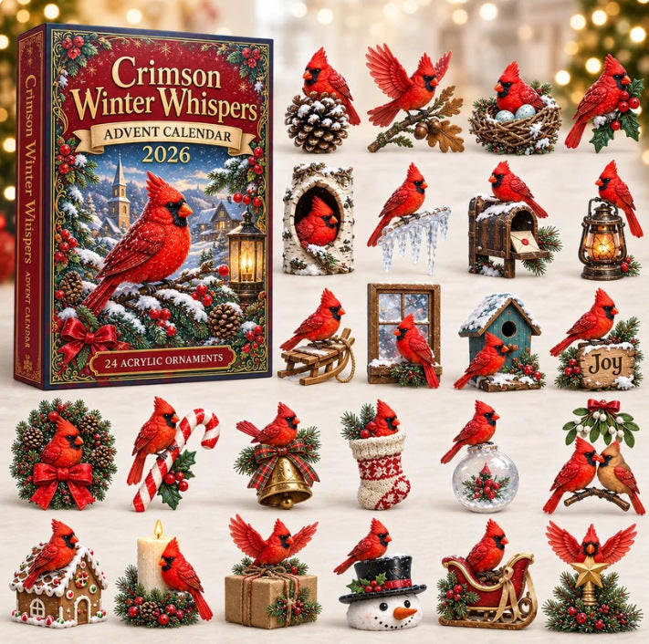 24-Day Cardinal Advent Calendar | Collectible Christmas & Autumn Figurines