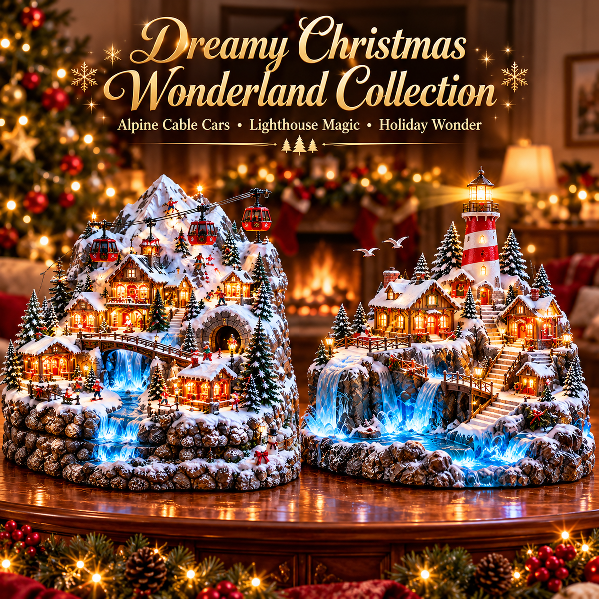 🔥 LAST DAY 49% OFF-✨ Magical Christmas Wonderland Collection – Light-Up Alpine & Lighthouse Villages