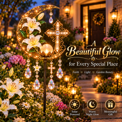⏳ Last Day 50% OFF-✝️✨ Cross and Lily Solar Garden Wind Chime Light