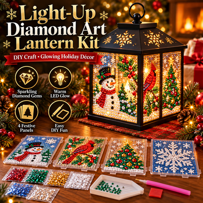 Light-Up Diamond Art Christmas Lantern DIY Kit