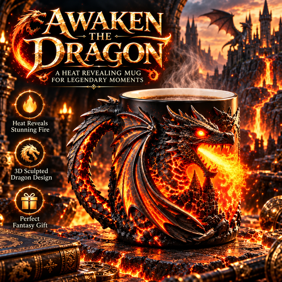 🔥 Last Day 50% OFF 🐉 "Dragon Flame" Heat-Sensitive Color-Changing Magic Mug 🔥