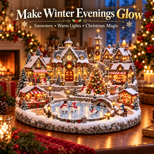 🔥 Last Day 50% OFF-⛄Light-up Snowman Winter Village ❄️ — Christmas Market Festive Scene 🎄✨