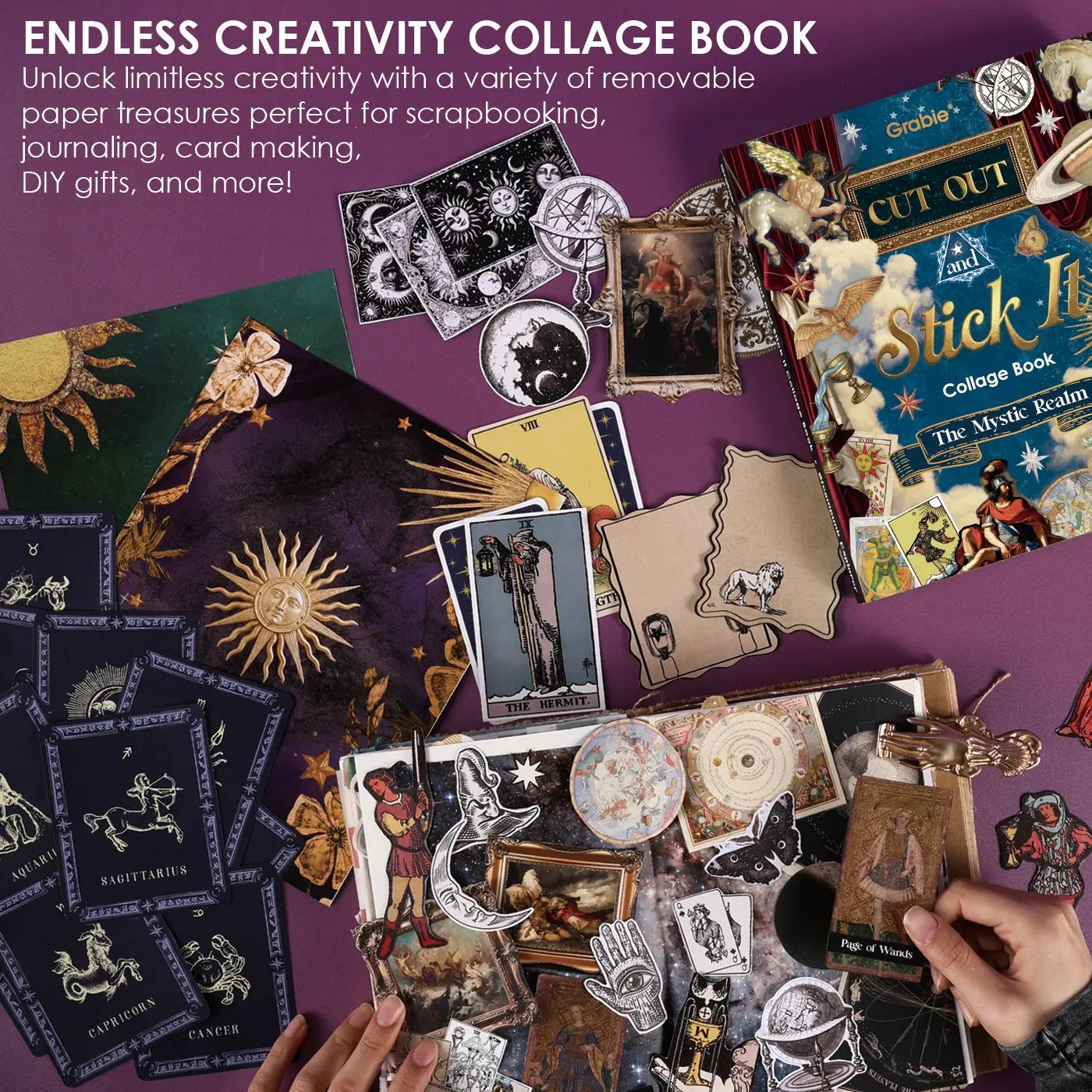 🧙🔮 Enchanted Worlds Collage & Creativity Book (200+ Hardcover Pages)📕