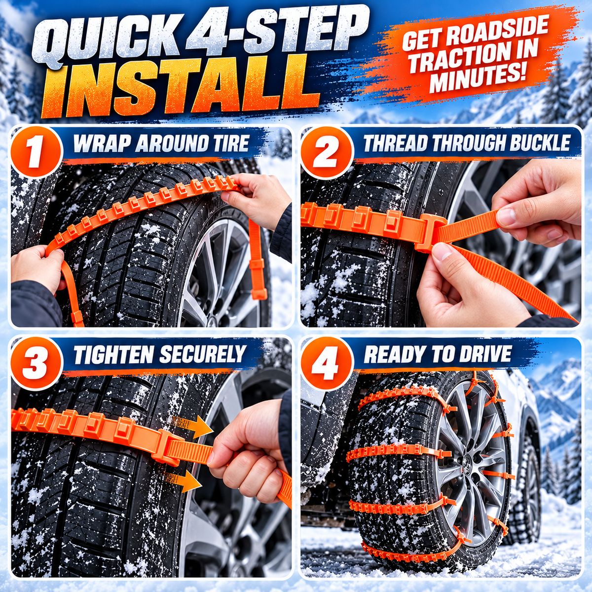 ⏳ Last Day 50% OFF-🚘Reusable Emergency Snow Chains(5-pack)