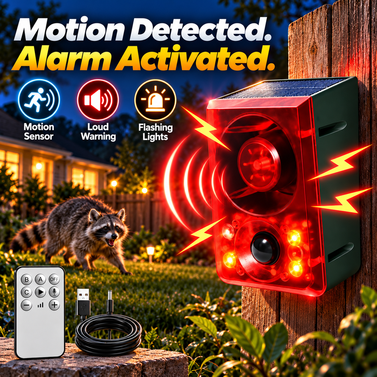 🔥 Last Day 50% OFF-🏠Solar-Powered Outdoor Motion-Activated Alarm – Supports Voice Recording and Volume Adjustment