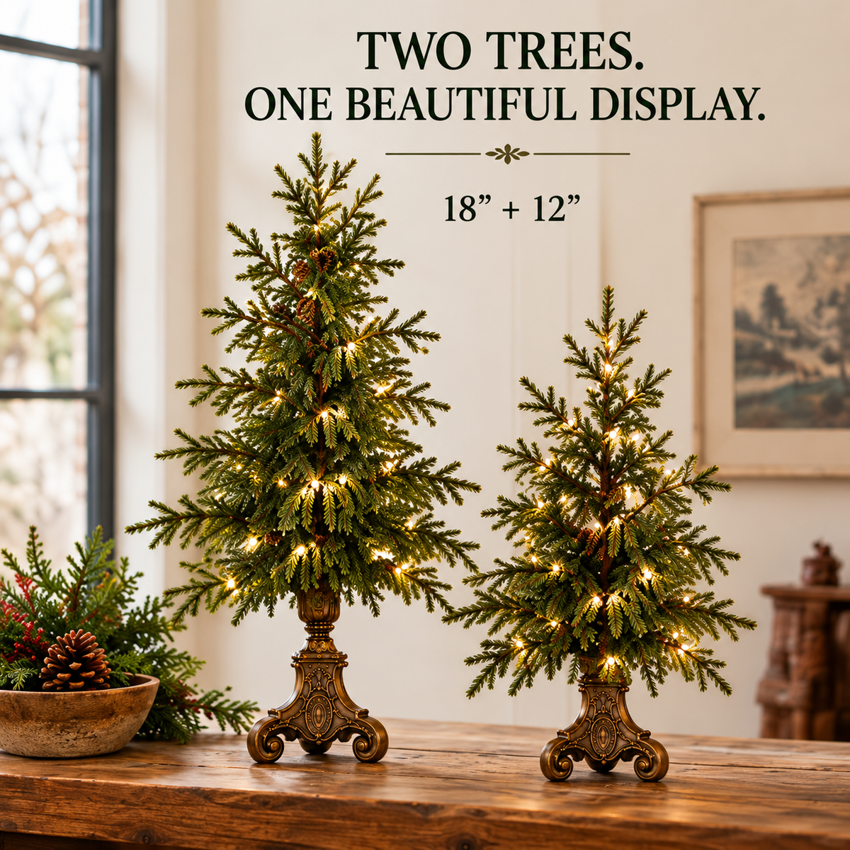 ✨ Last Day 50% OFF-🌙🎄 Vintage-Style Pre-Lit Evergreen Christmas Tree Set