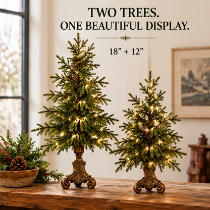 ✨ Last Day 50% OFF-🌙🎄 Vintage-Style Pre-Lit Evergreen Christmas Tree Set