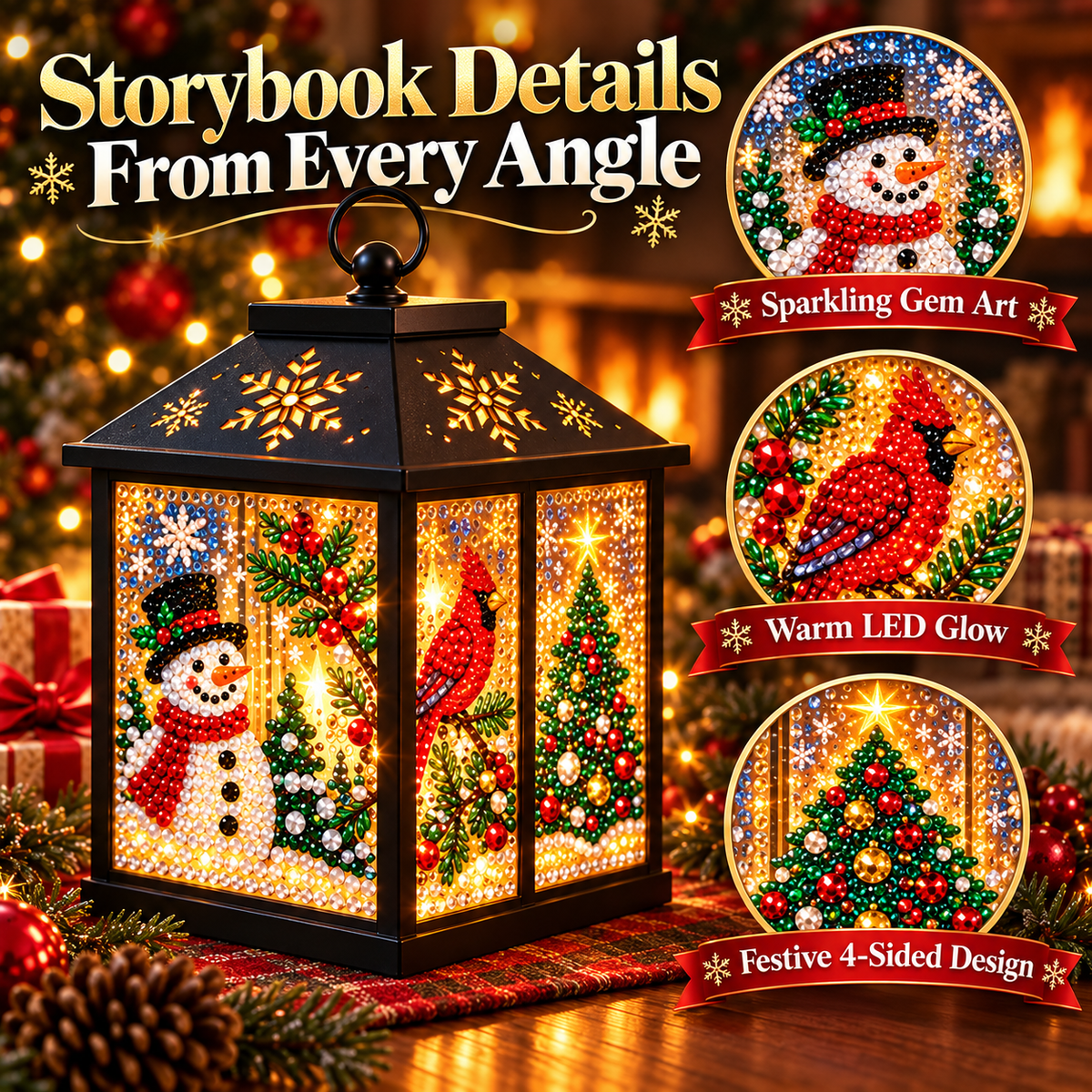 Light-Up Diamond Art Christmas Lantern DIY Kit