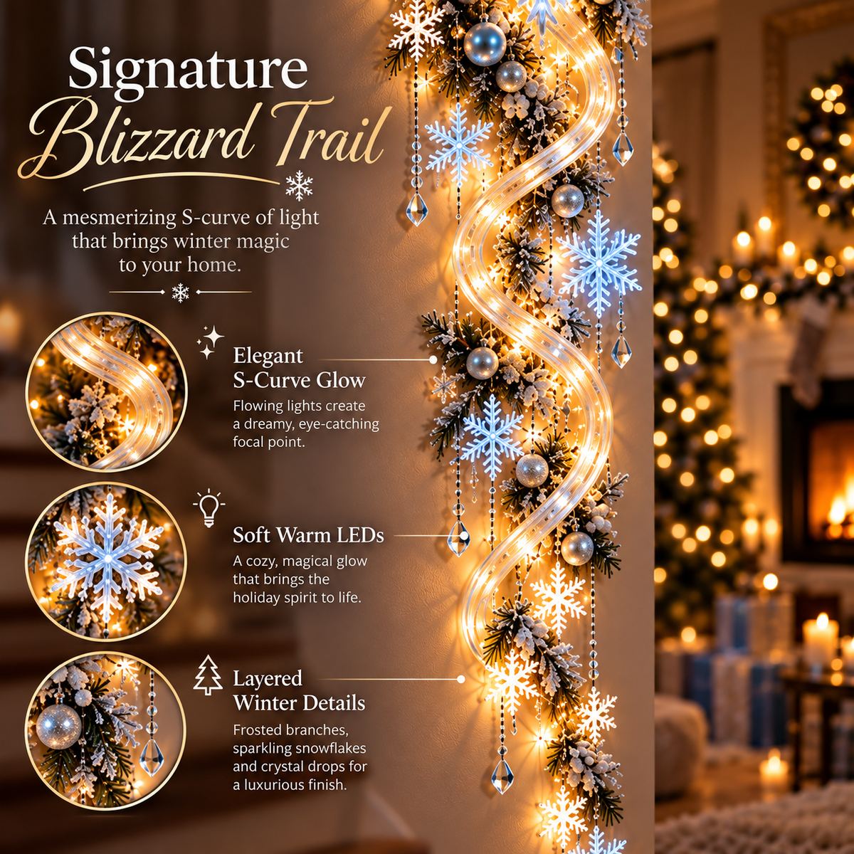 🔥Last Day 49% OFF-❄️Giant Snowflake Blizzard Track Light