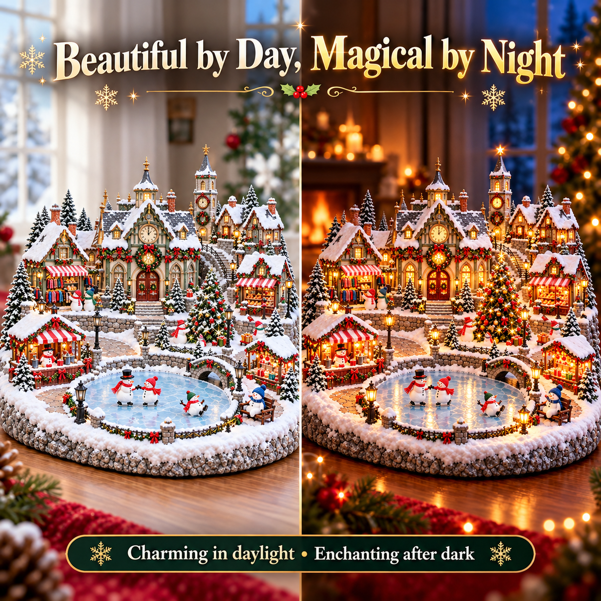 🔥 Last Day 50% OFF-⛄Light-up Snowman Winter Village ❄️ — Christmas Market Festive Scene 🎄✨