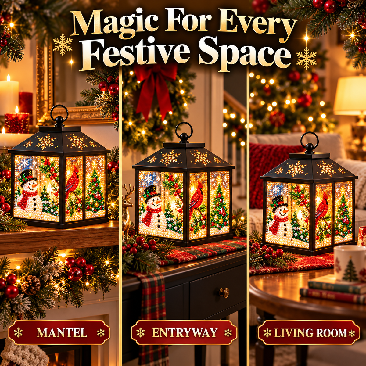 Light-Up Diamond Art Christmas Lantern DIY Kit