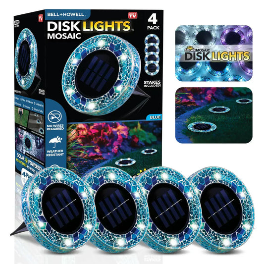 🛋️Solar Mosaic Disk Lights – Waterproof LED Pathway Lights with Auto On/Off