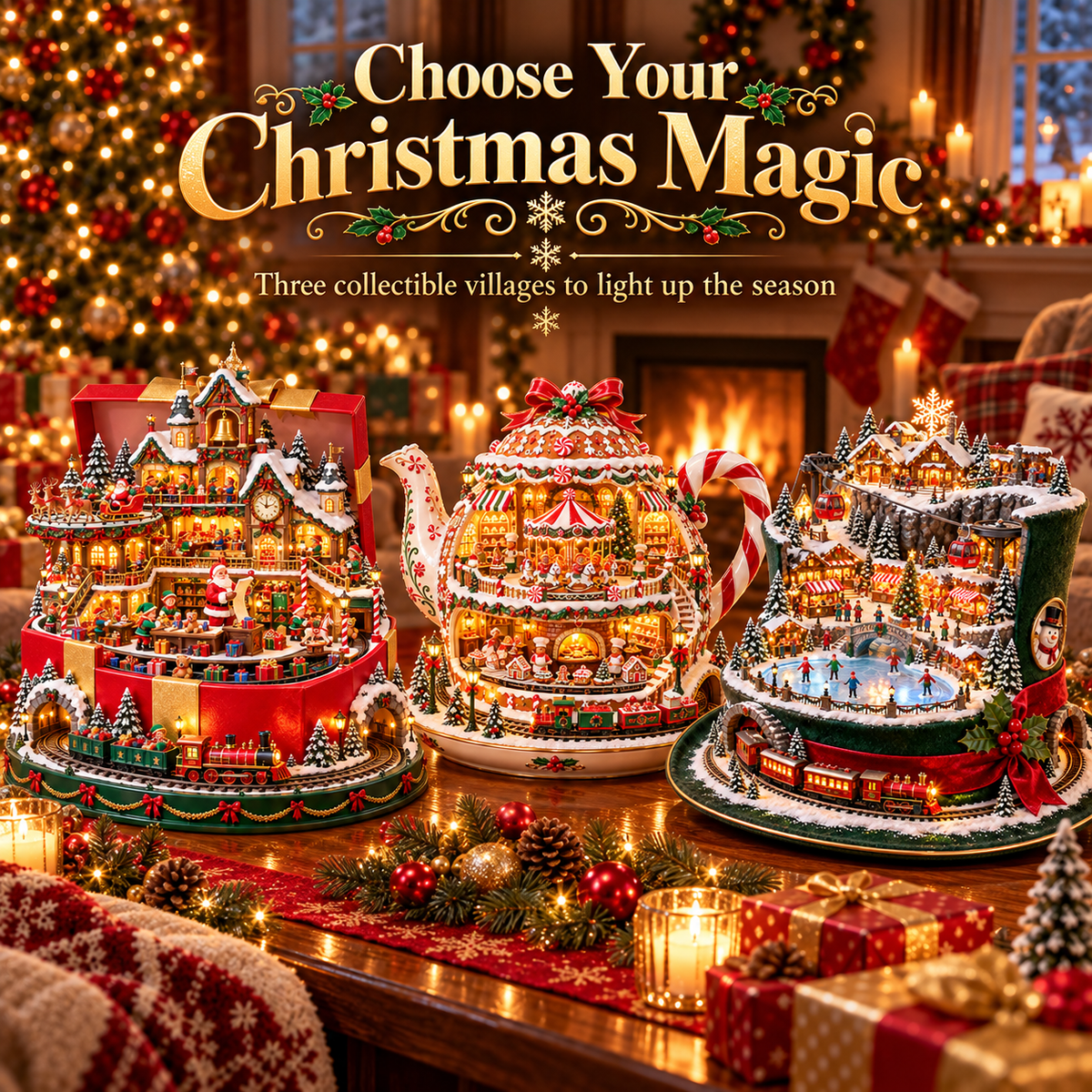 🔥 Last Day 50% OFF-🎁 Santa’s Gift Workshop Light-Up Village