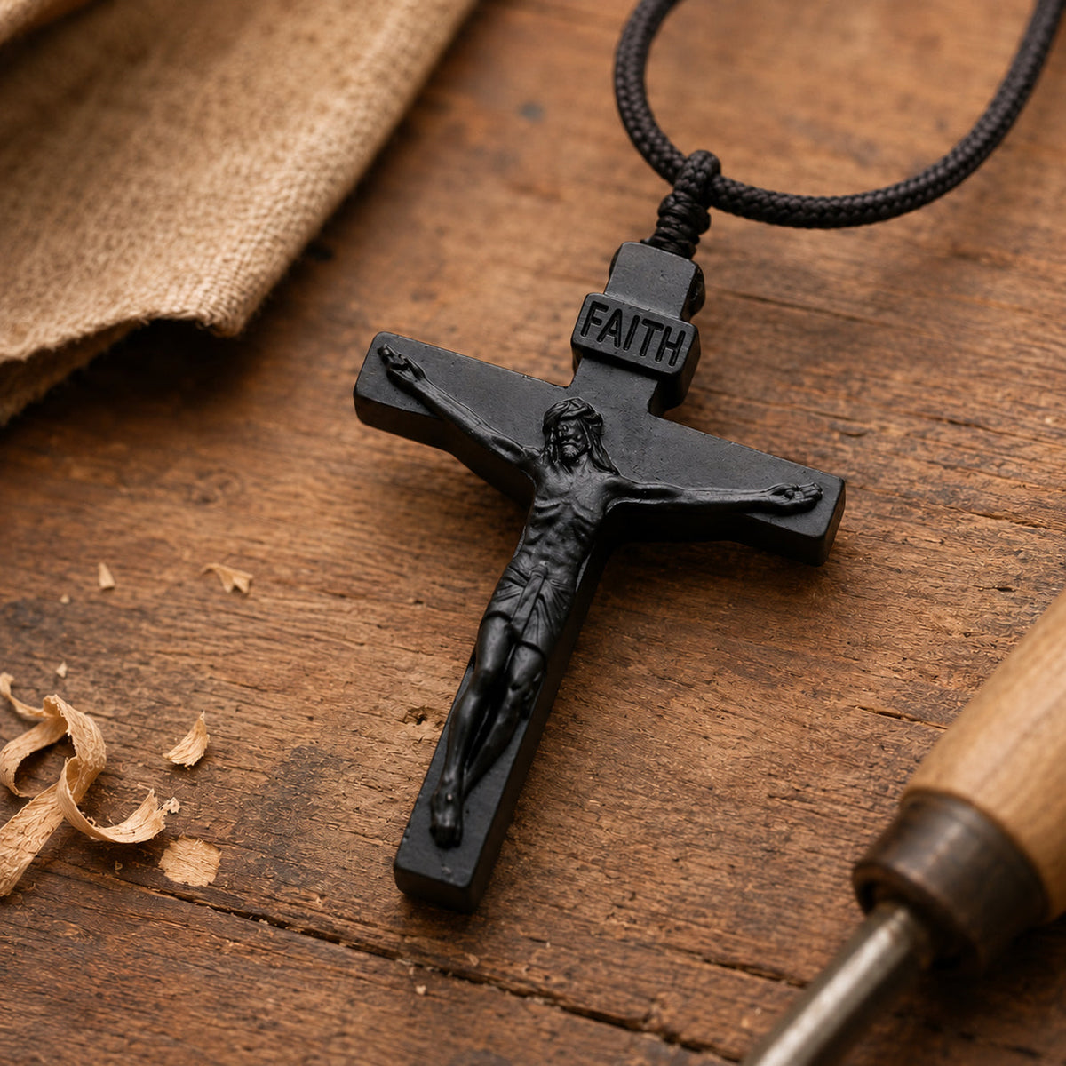 ✝️ Handmade Wooden Jesus Cross Necklace (𝐃𝐚𝐧𝐢𝐞𝐥 𝐁𝐫𝐨𝐨𝐤𝐬 𝐇𝐚𝐧𝐝𝐦𝐚𝐝𝐞®)