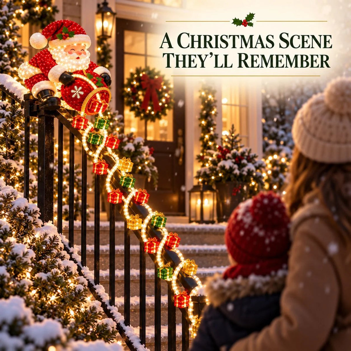 🔥LAST DAY 50% OFF -🎅 Santa Magic Gift Cascade Railing Light