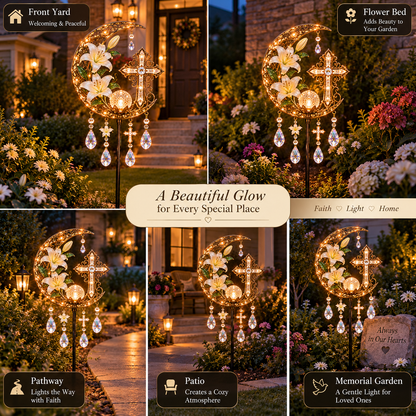 ⏳ Last Day 50% OFF-✝️✨ Cross and Lily Solar Garden Wind Chime Light