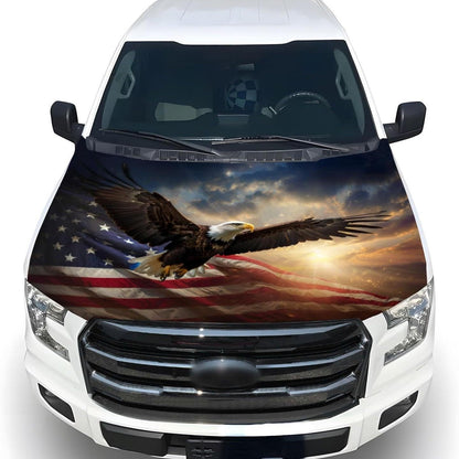 🔥65K+ Sold American Eagle Car Hood Flag Cover 🇺🇸🦅 No Glue, No Tools, Install in 1 Minute 🚗