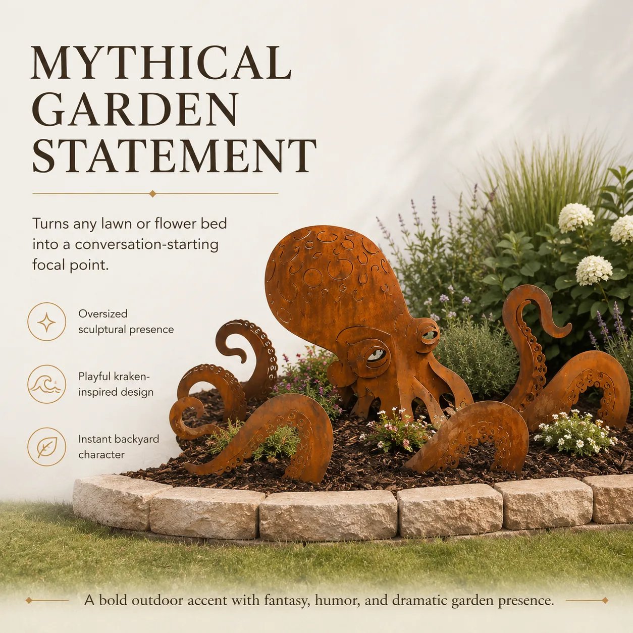 🔥2026 Hot Sale - 🐙Rust Patina Giant Squid Garden Sculpture (Buy more save more)