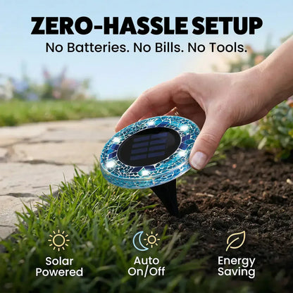 🛋️Solar Mosaic Disk Lights – Waterproof LED Pathway Lights with Auto On/Off