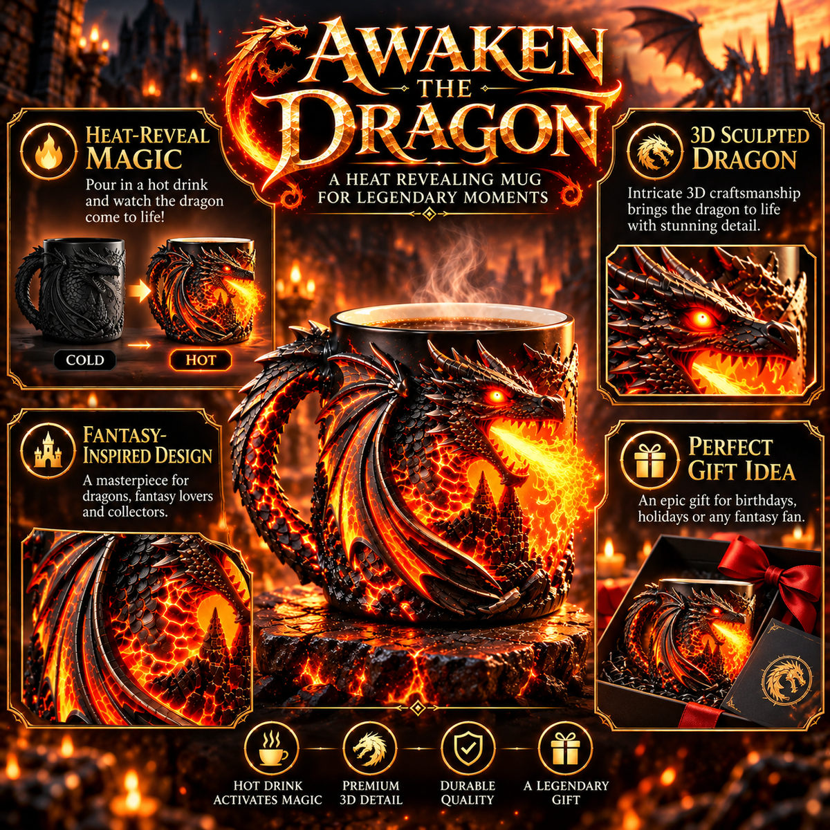 🔥 Last Day 50% OFF 🐉 "Dragon Flame" Heat-Sensitive Color-Changing Magic Mug 🔥